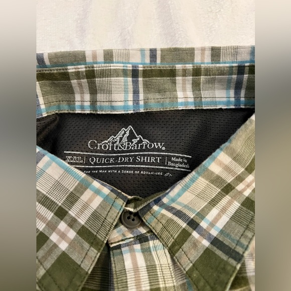 Mens XXL Croft & Barrow Quick Dry Green Plaid Button Down Shirt - Picture 5 of 6